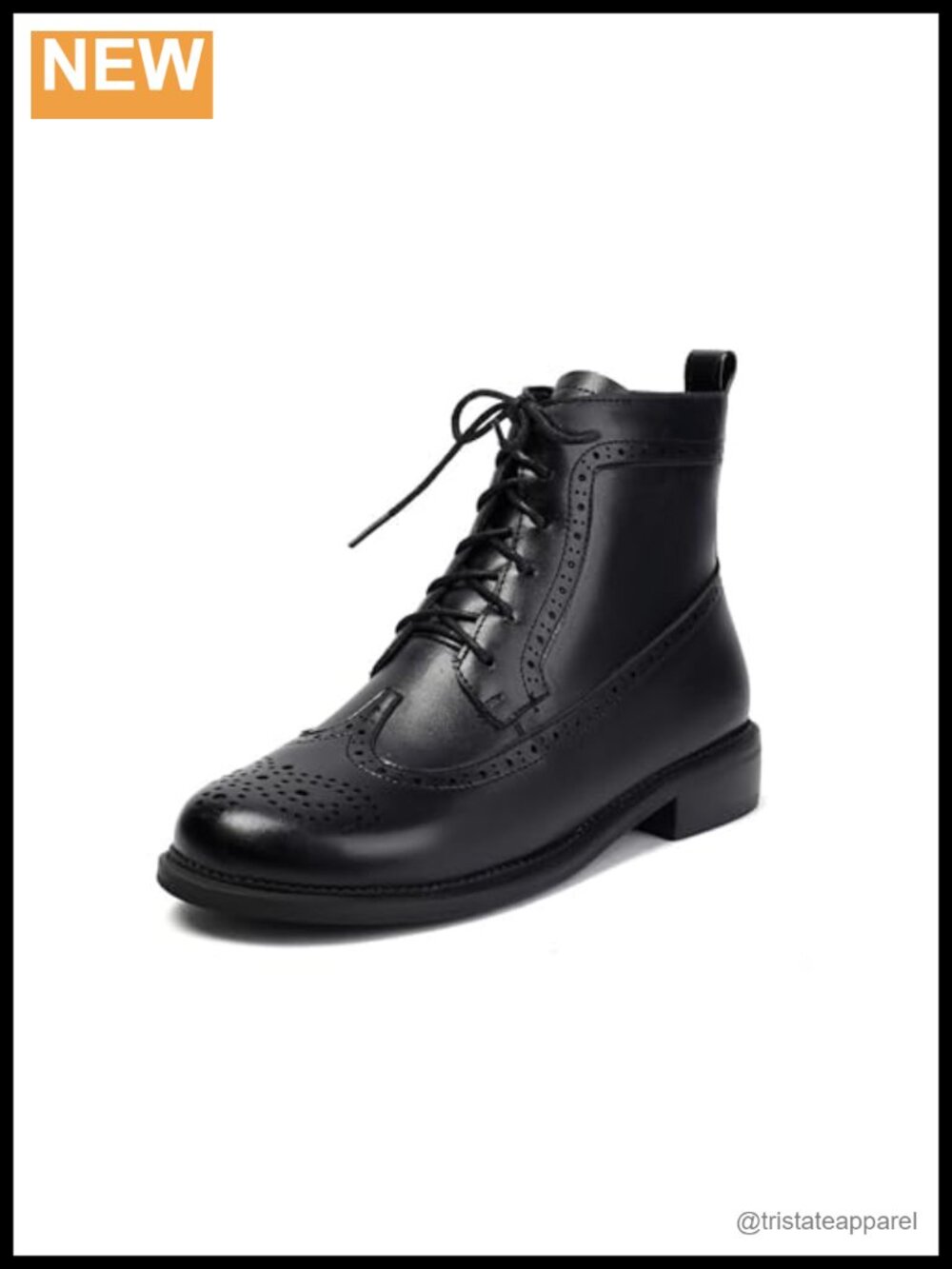Women's Wingtip Oxford Combat Boots Side Zip Ankle Motorcycle Boots Dressy Lace